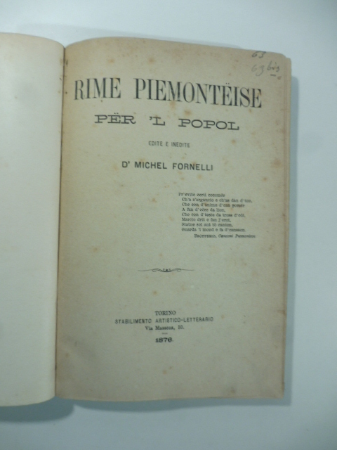 Rime piemonteise per 'l popol edite e inedite